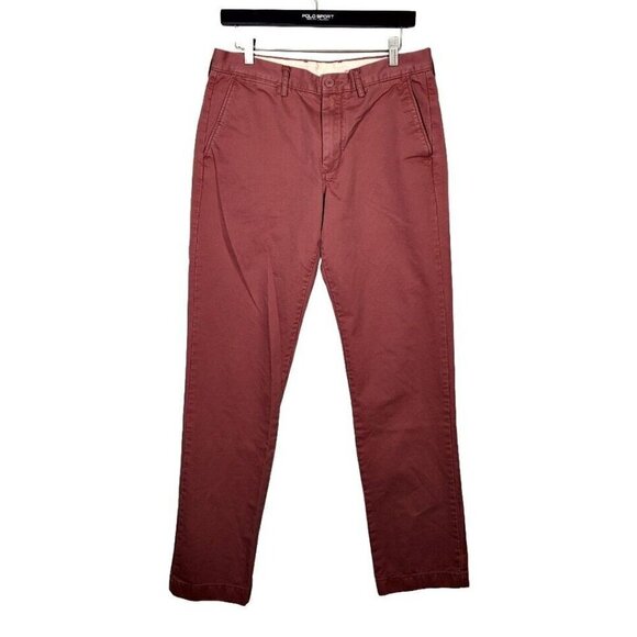 J Crew Golf Pant Men 32x34 Broken In Chino Straight Leg Cotton Casual Coral Red - Picture 1 of 9